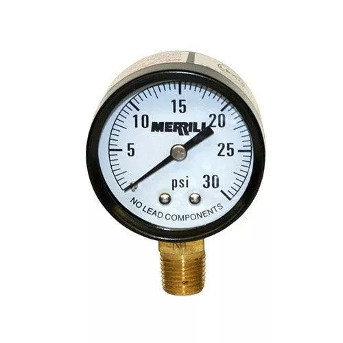 0-30 LB. PRESSURE GAUGE- NO LEAD, CAN BE USED FOR AIR, WATER, STEAM, AND OTHER PRESSURE APPLICATIONS.