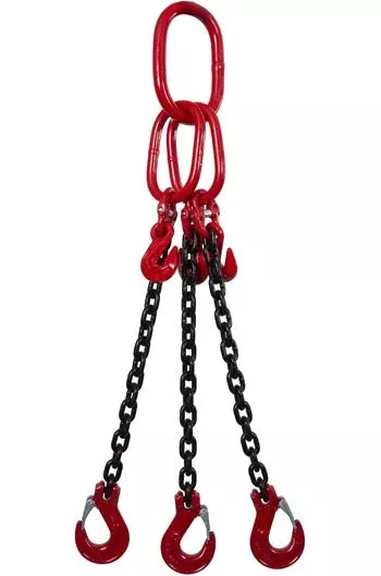 11.2 tonne 3Leg Chainsling, Adjusters c/w Latch Hooks