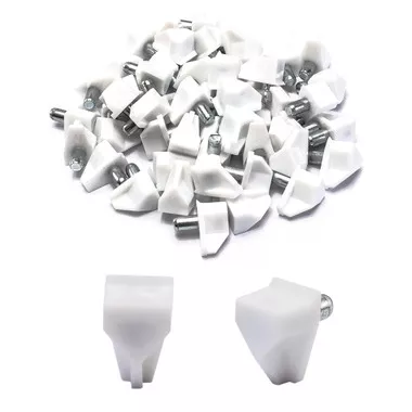 [Discontinued] QP1506 5mm Steel Pin Peg with White Shelf Support Bracket, 50PK